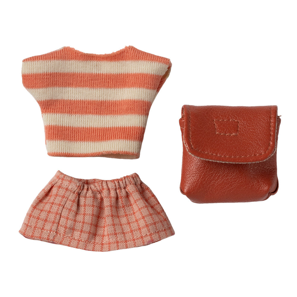 Maileg Kleding Set met Tas Koraal - Grote Zus Muis 1