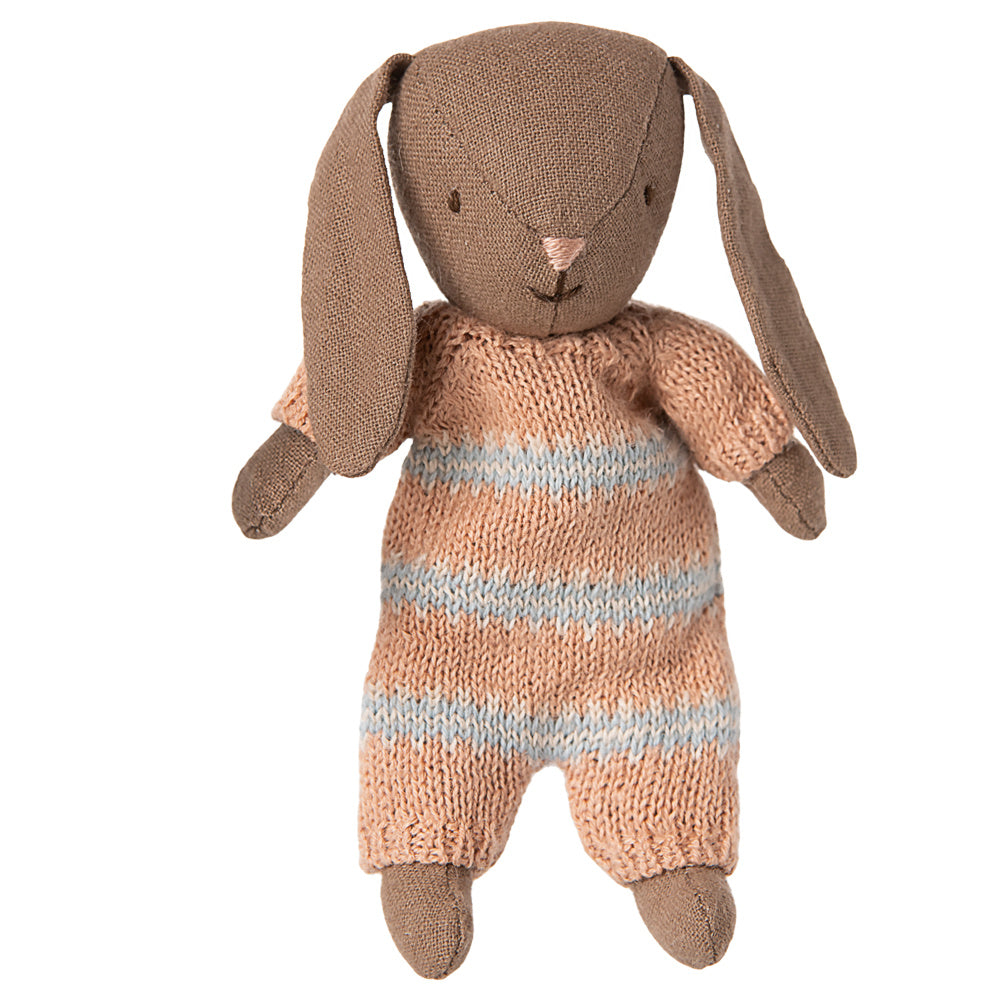 Maileg Konijn Micro Bruin - Gebreid Pakje - Dusty Roze
