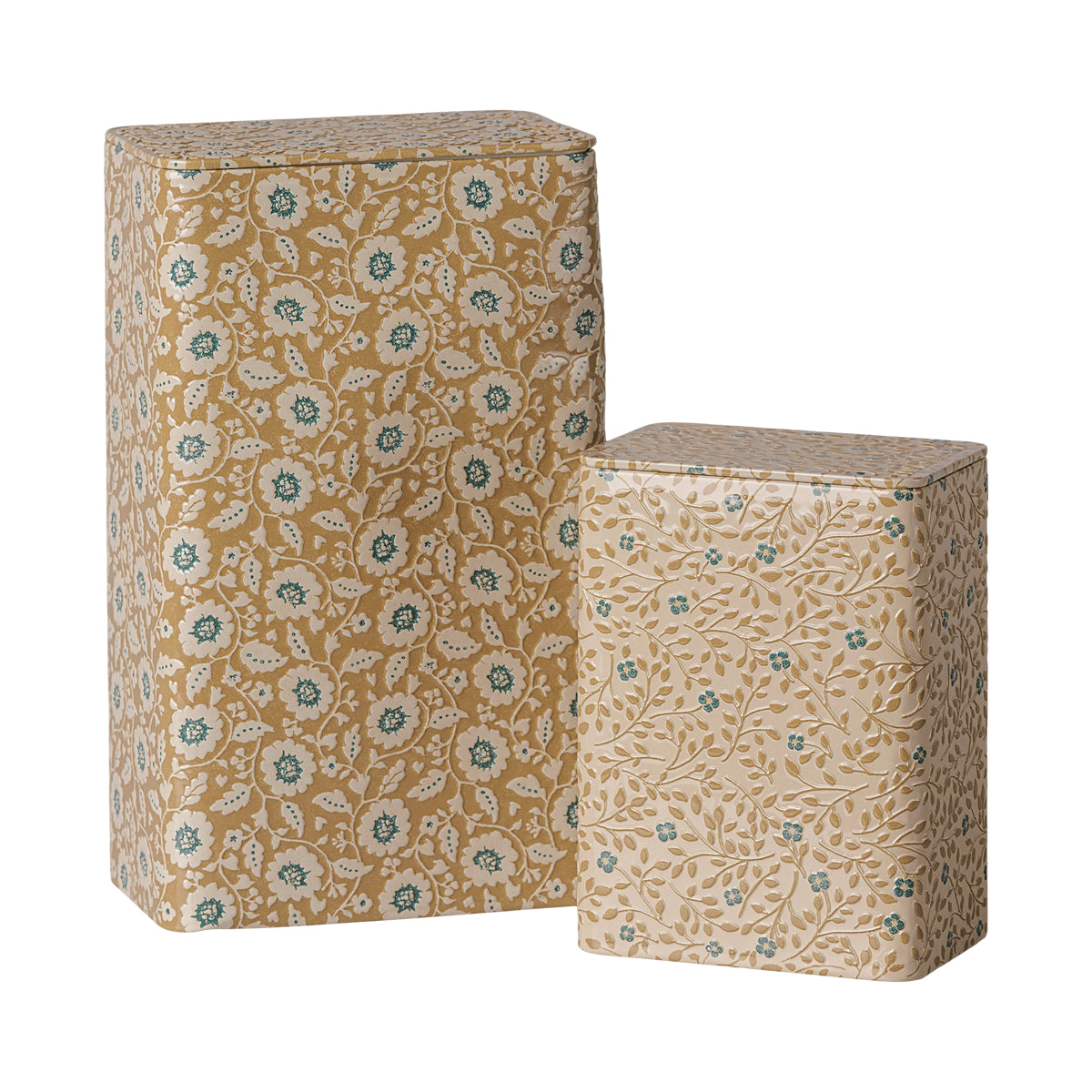 Metalen Trommel Set - Bloemen Oker/Blue